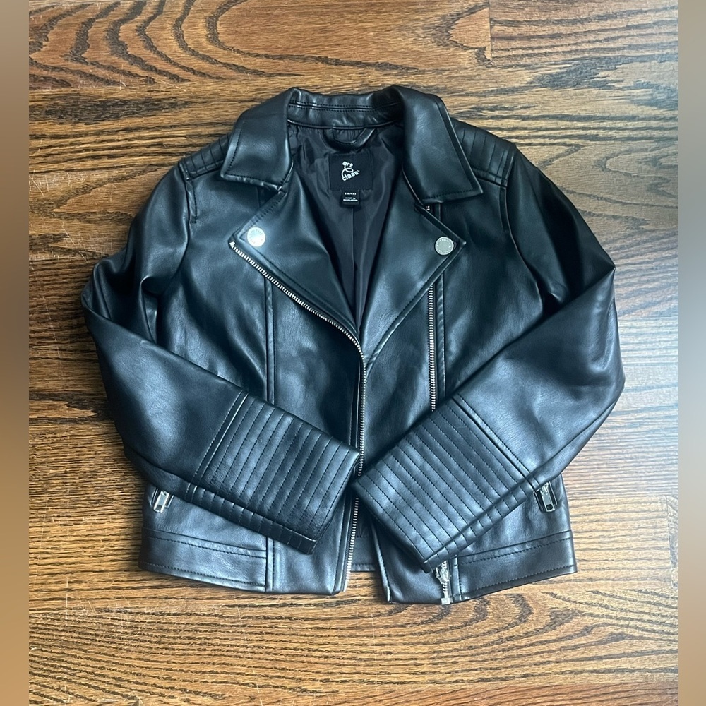 Art Class black faux leather jacket girls Sz. S (6-6X) NWOT